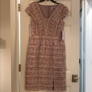 JS Collections Chevron Embroidered Midi Dress